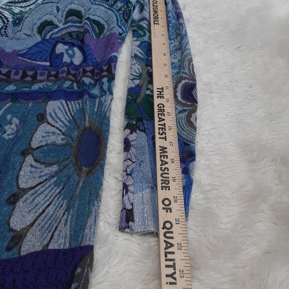 Desigual Women's Blue Floral Boho Open Front Cardigan Size M - Picture 5 of 11